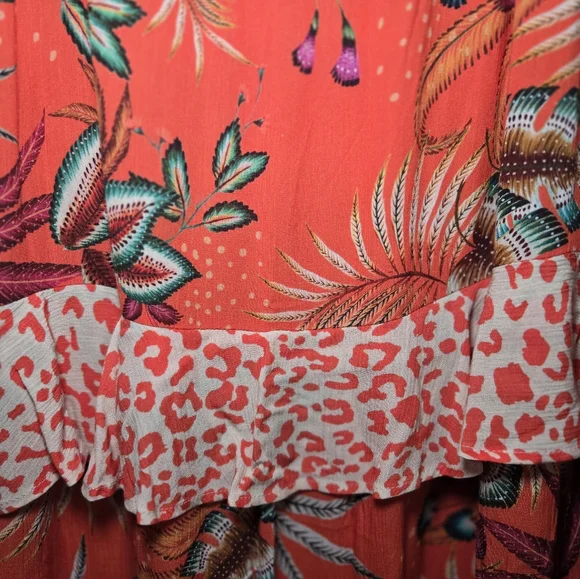 Pre-loved FARMRIO multicolored Layered Ruffles Maxi Skirt Sz Small - Picture 3 of 4